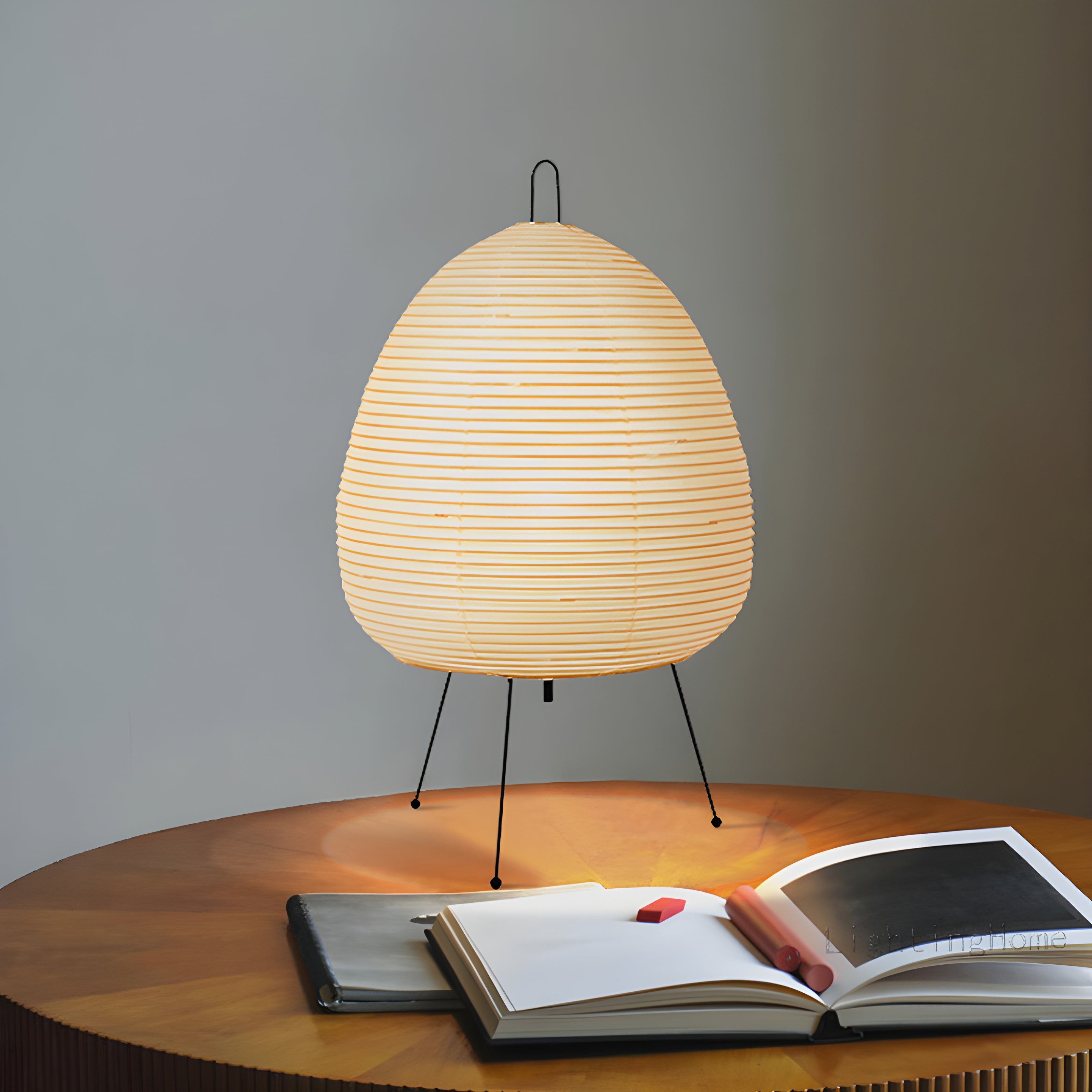 Japanische Tischlampe aus Reispapier im Wabi-Sabi Design, 47 x 28 cm, E27 Fassung, Ideal für Schlafzimmer und Wohnzimmer-2