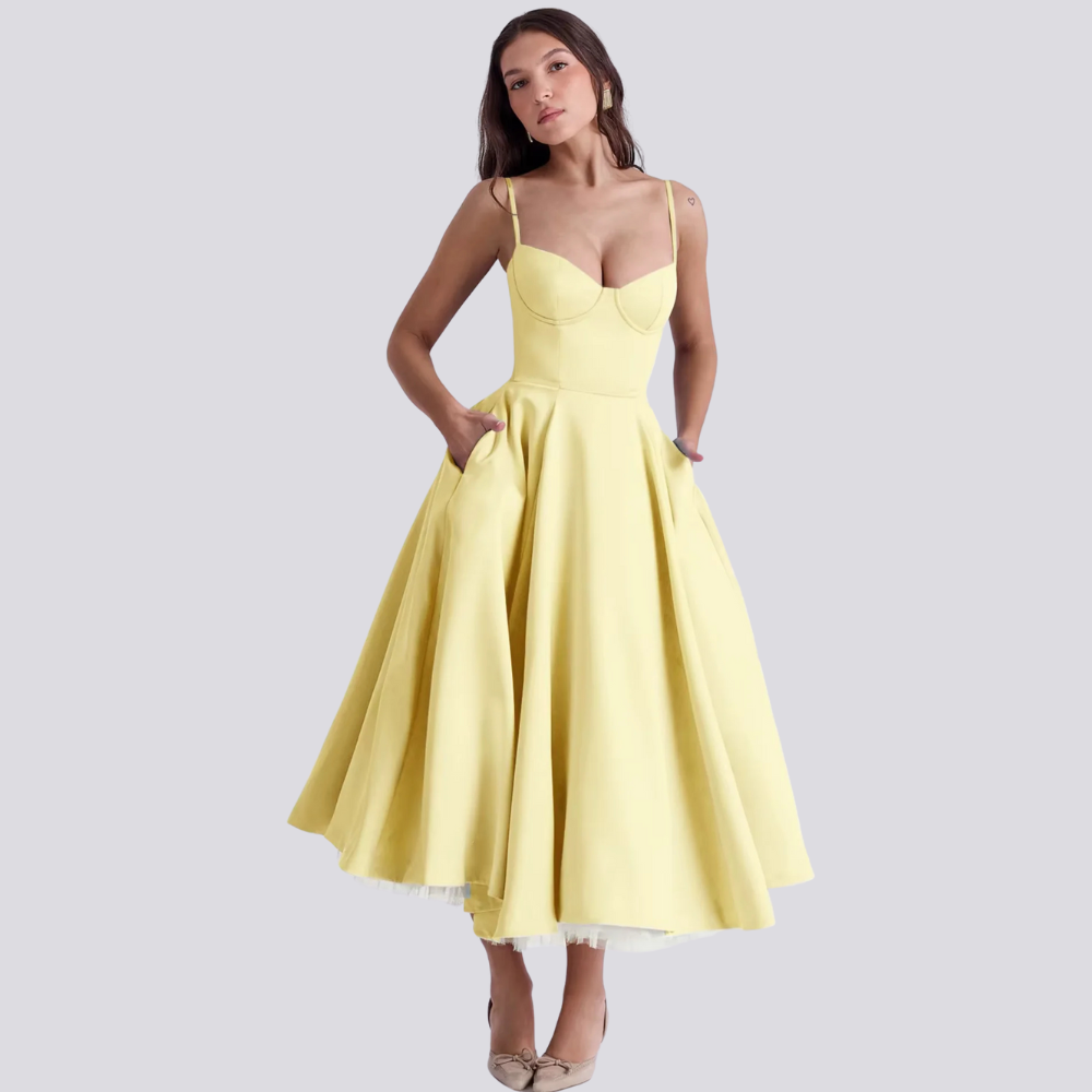 Variant image for Damen Maxikleid Figurbetont Blumenmuster Spaghettiträger Sommer Hochzeitsgast Kleid-51
