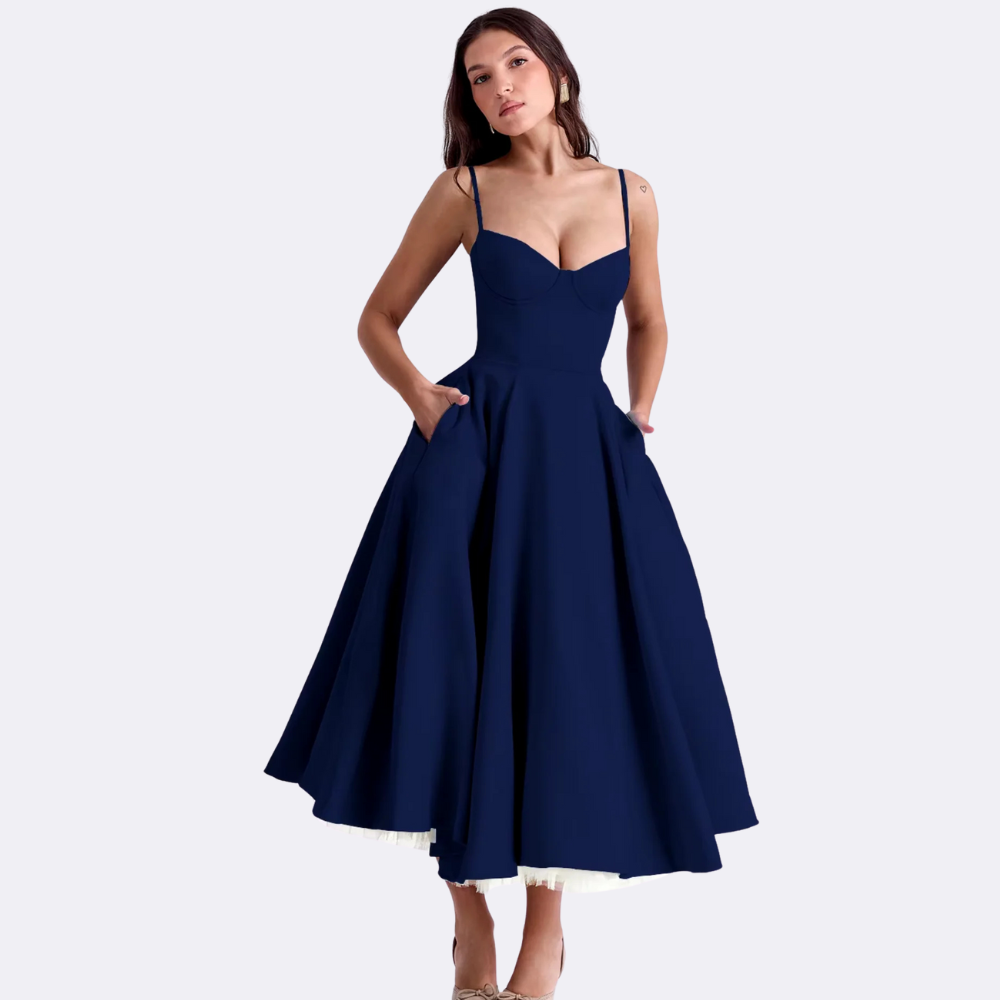 Variant image for Damen Maxikleid Figurbetont Blumenmuster Spaghettiträger Sommer Hochzeitsgast Kleid-21