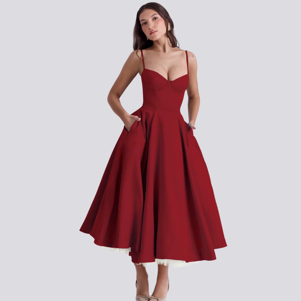 Variant image for Damen Maxikleid Figurbetont Blumenmuster Spaghettiträger Sommer Hochzeitsgast Kleid-46