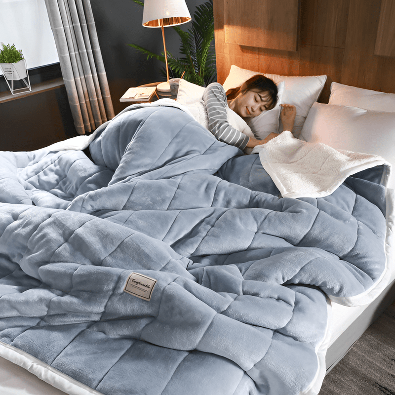 Fleecedecke Grau 150x200 cm Ultraweich Kuscheldecke Flauschig Warm Sherpa-1