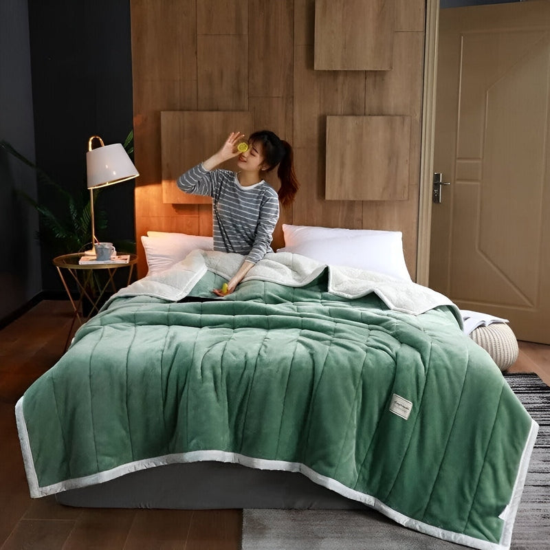 Fleecedecke Grau 150x200 cm Ultraweich Kuscheldecke Flauschig Warm Sherpa-4