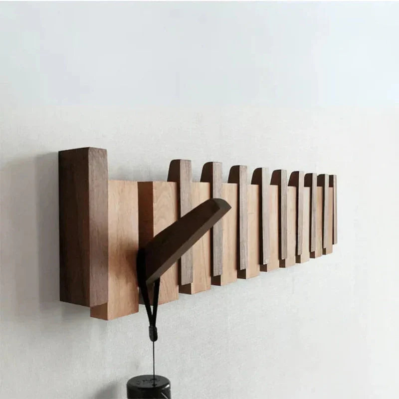Garderobenhaken Holz Klavierform Natur 80x20x10 cm für Mäntel und Hüte-1