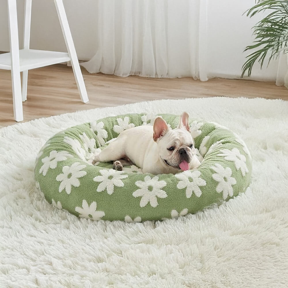 Orthopädisches Haustierbett mit Abnehmbarer Waschbarer Abdeckung - Blumen- und Schachbrettdesign, Verschiedene Größen verfügbar-2