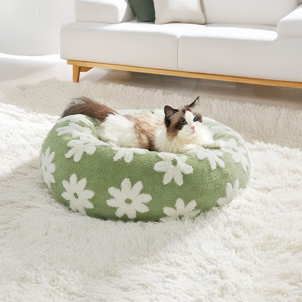 Orthopädisches Haustierbett mit Abnehmbarer Waschbarer Abdeckung - Blumen- und Schachbrettdesign, Verschiedene Größen verfügbar-6