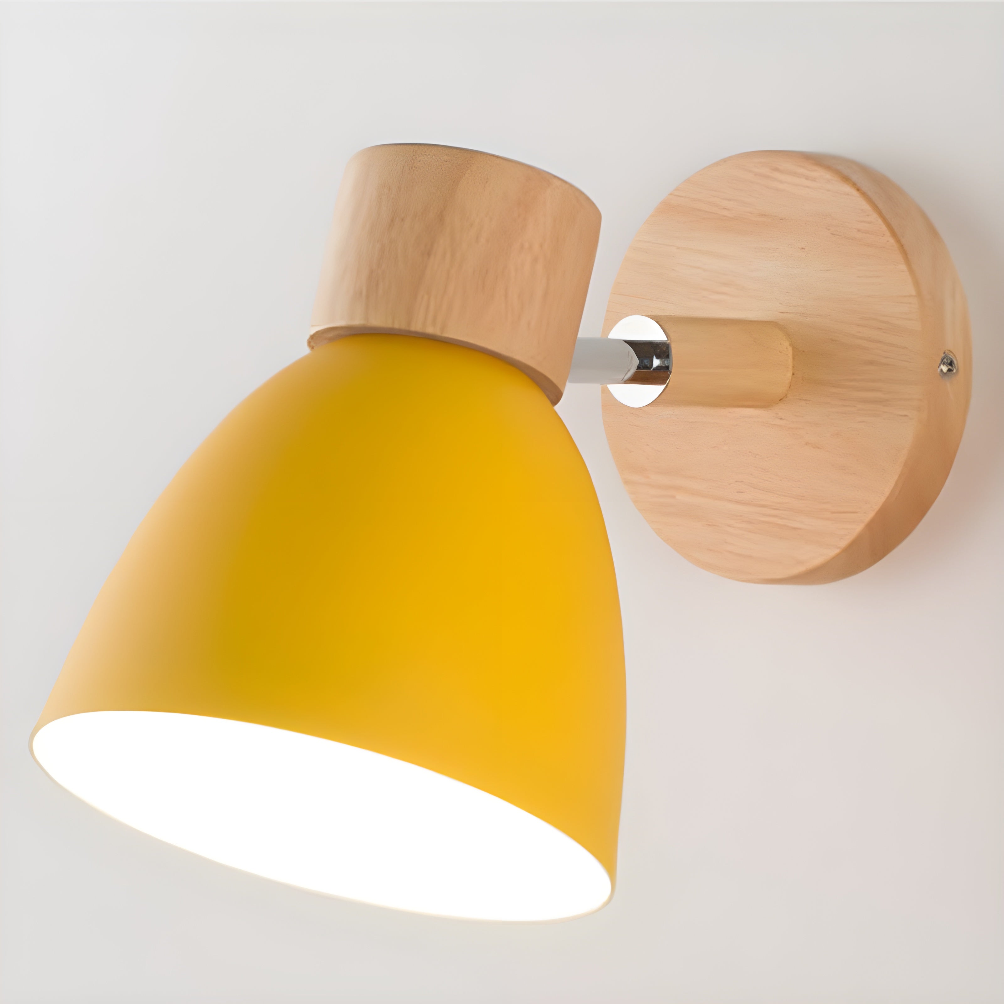 Nordische Wandlampe aus Holz mit Schalter - LED Wandleuchte für gemütliche Innenräume, verstellbarer Lenkkopf, kompakte Größe-5