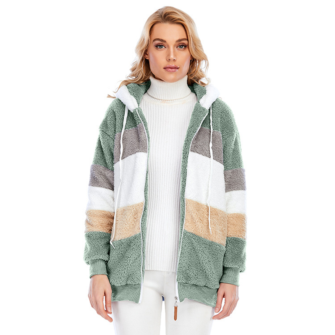 Veerle - Winterlich warm gefütterte Fleecejacke mit Kapuze