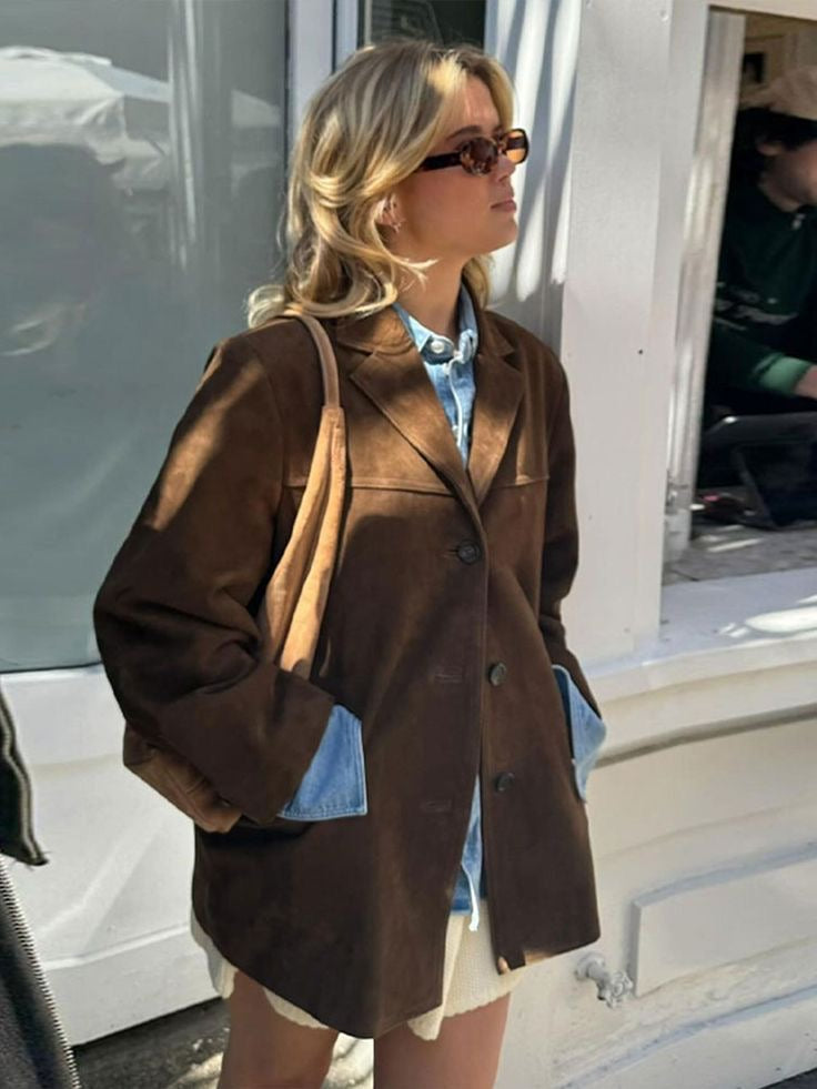 Braune Jacke in Wildleder-Optik | Eleganz und Komfort für kühle Tage