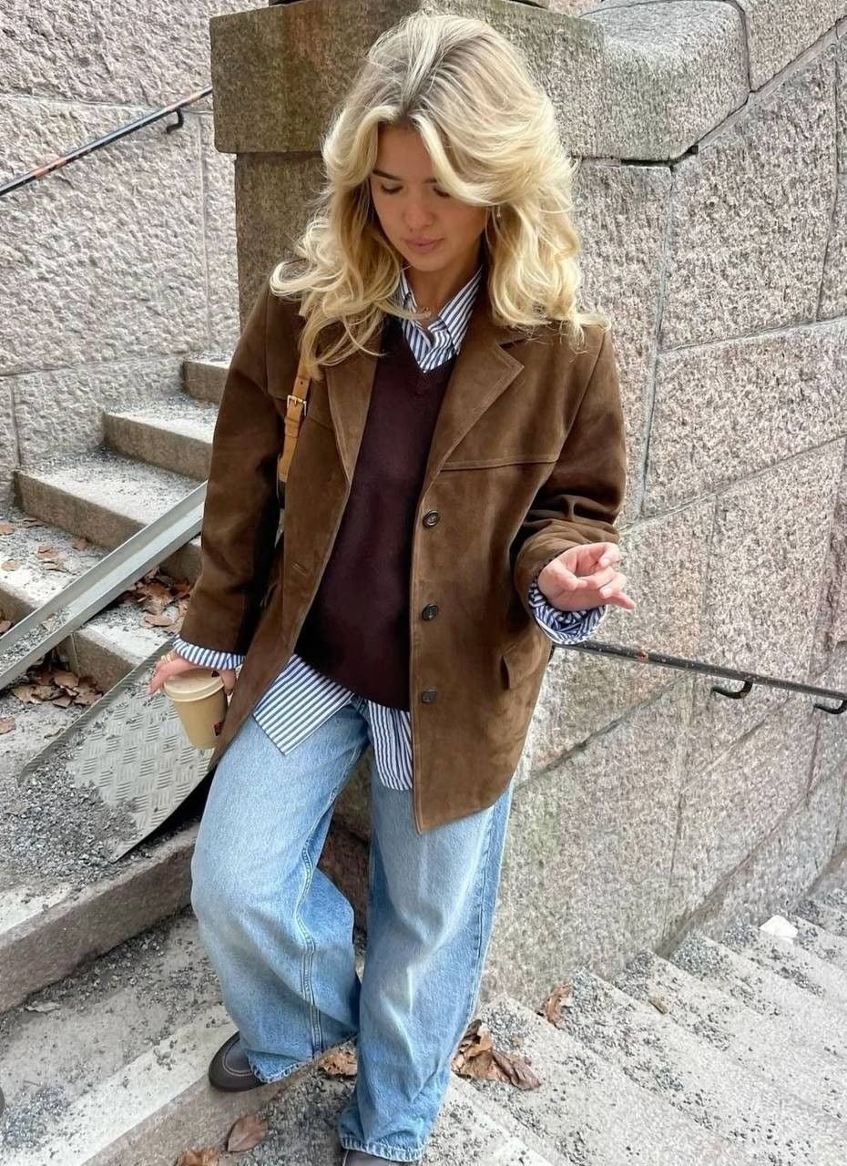 Braune Jacke in Wildleder-Optik | Eleganz und Komfort für kühle Tage