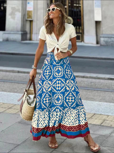 MAYA – Retro Boho Lange Sommerrock aus Leichtem Stoff