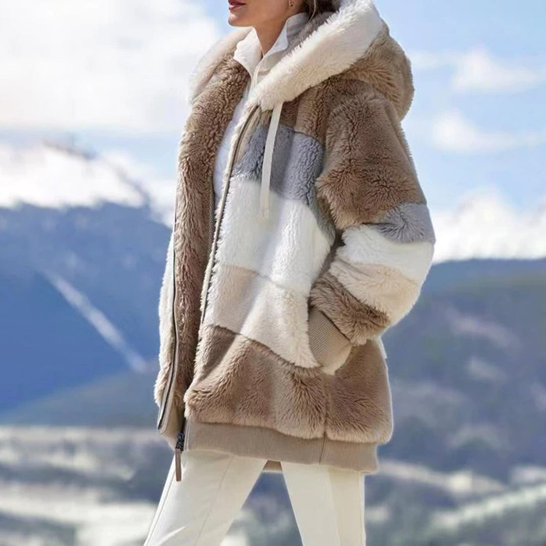 Veerle - Winterlich warm gefütterte Fleecejacke mit Kapuze