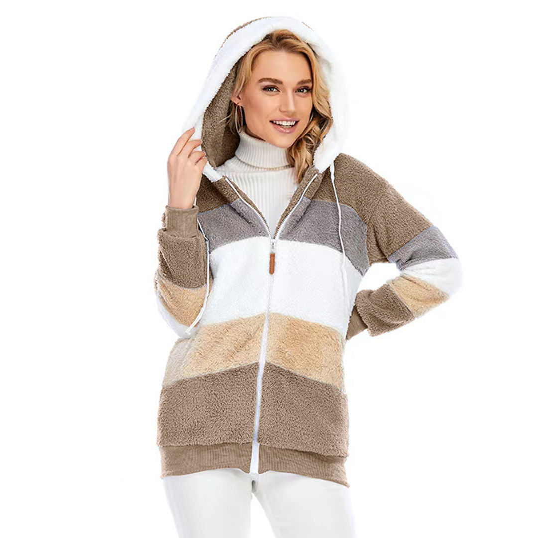 Veerle - Winterlich warm gefütterte Fleecejacke mit Kapuze