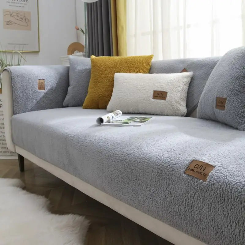 Wasserdichte Sherpa-Fleece-Sofaabdeckung mit Rutschfester Unterseite - Dicke und Pflegeleichte Couchdecke in Verschiedenen Größen-1