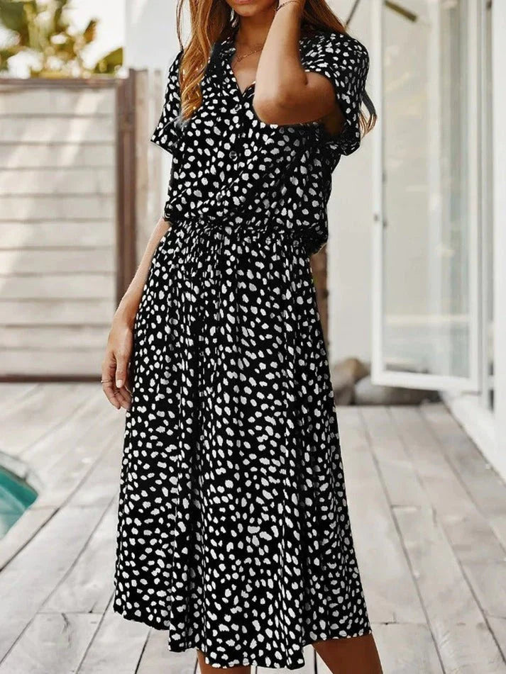 ZARAH – Boho Midi Kleid mit Blumenmuster und V-Ausschnitt
