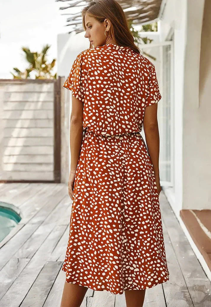 ZARAH – Boho Midi Kleid mit Blumenmuster und V-Ausschnitt