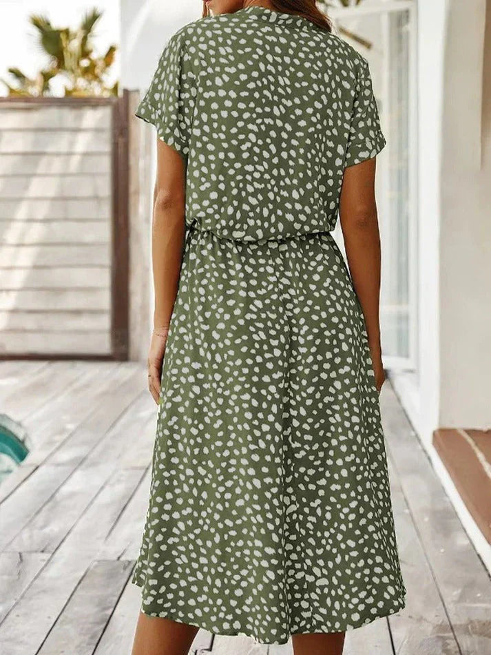 ZARAH – Boho Midi Kleid mit Blumenmuster und V-Ausschnitt