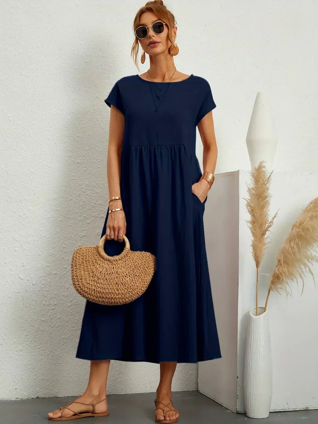 Keira – Leichtes Baumwollkleid Mit Taschen Für Eleganten Komfort