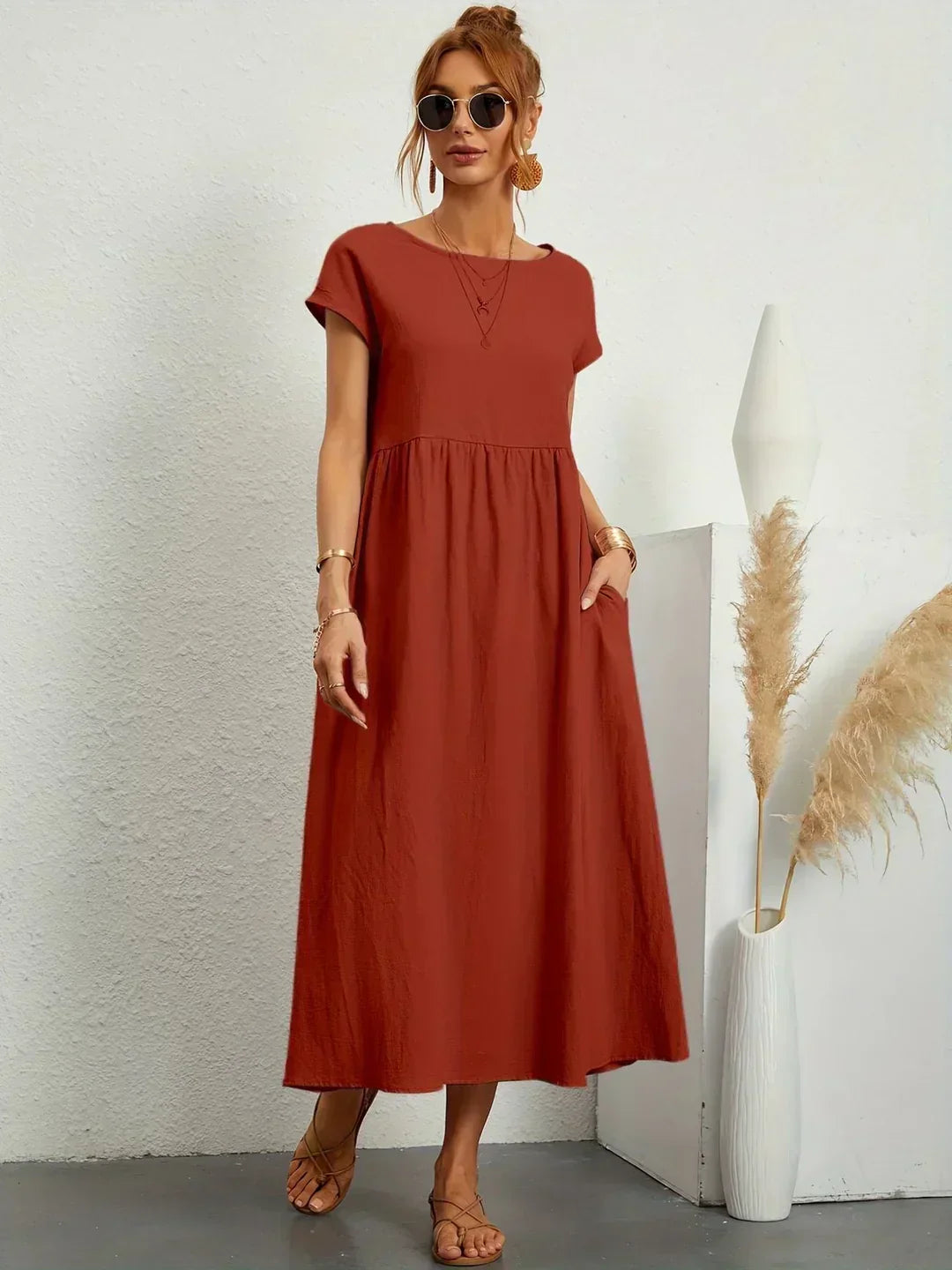 Keira – Leichtes Baumwollkleid Mit Taschen Für Eleganten Komfort