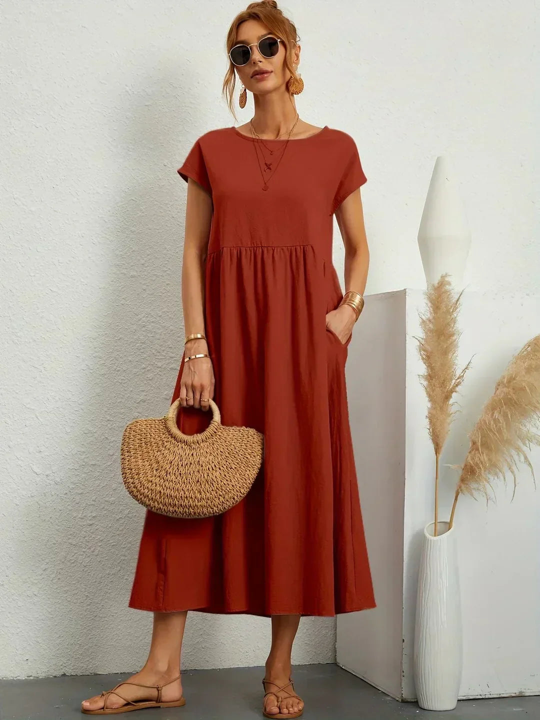 Keira – Leichtes Baumwollkleid Mit Taschen Für Eleganten Komfort