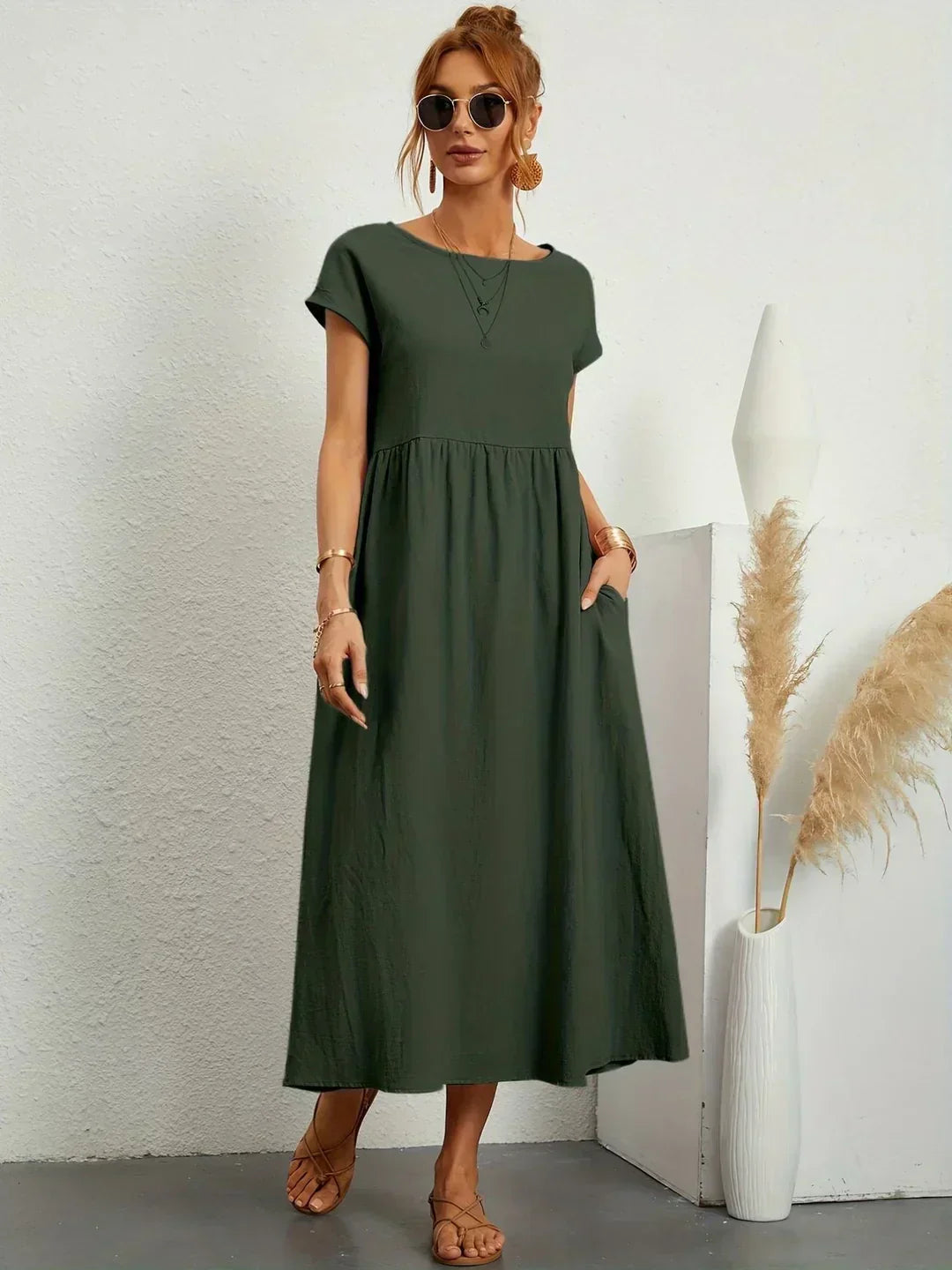 Keira – Leichtes Baumwollkleid Mit Taschen Für Eleganten Komfort
