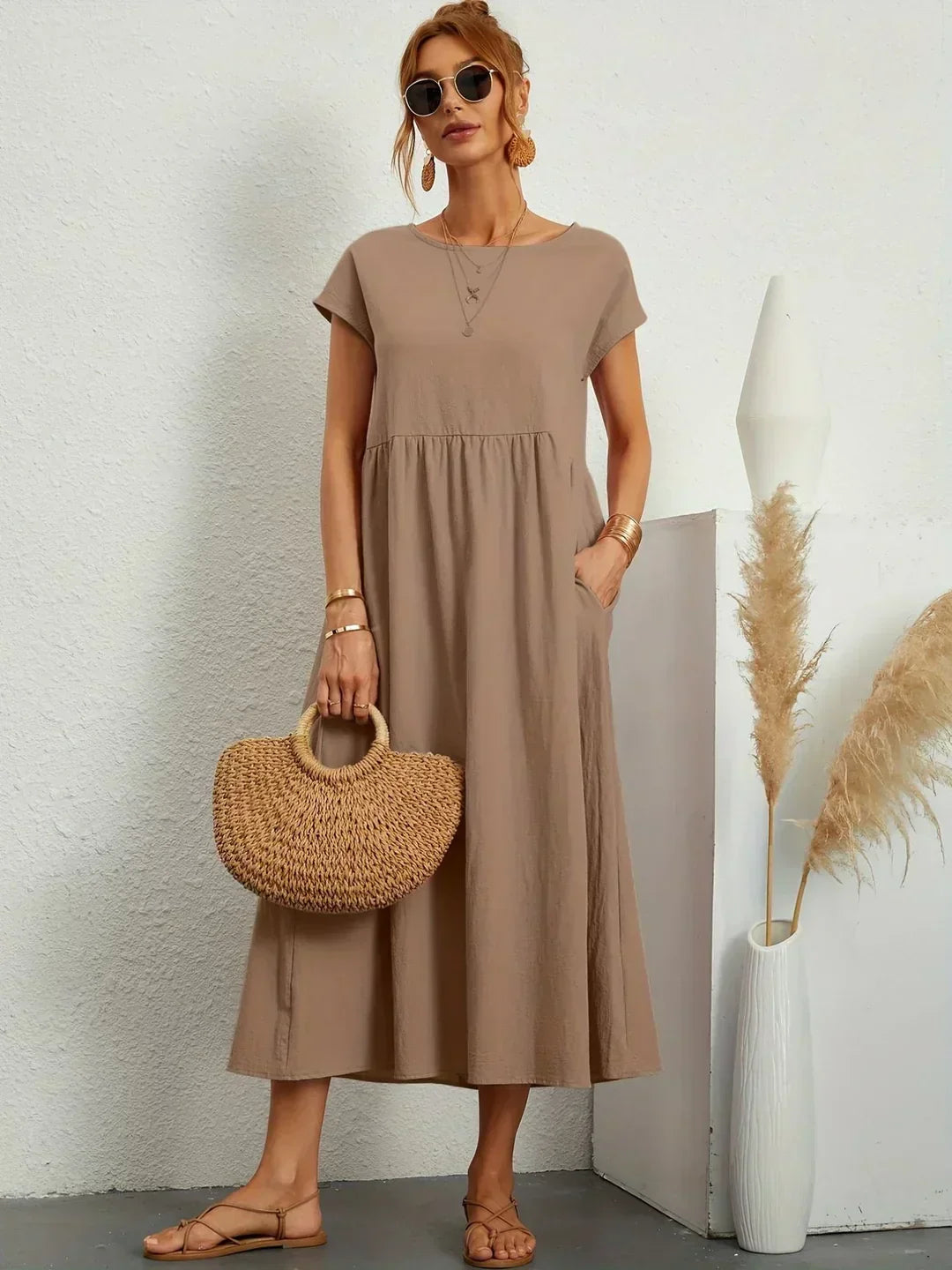 Keira – Leichtes Baumwollkleid Mit Taschen Für Eleganten Komfort