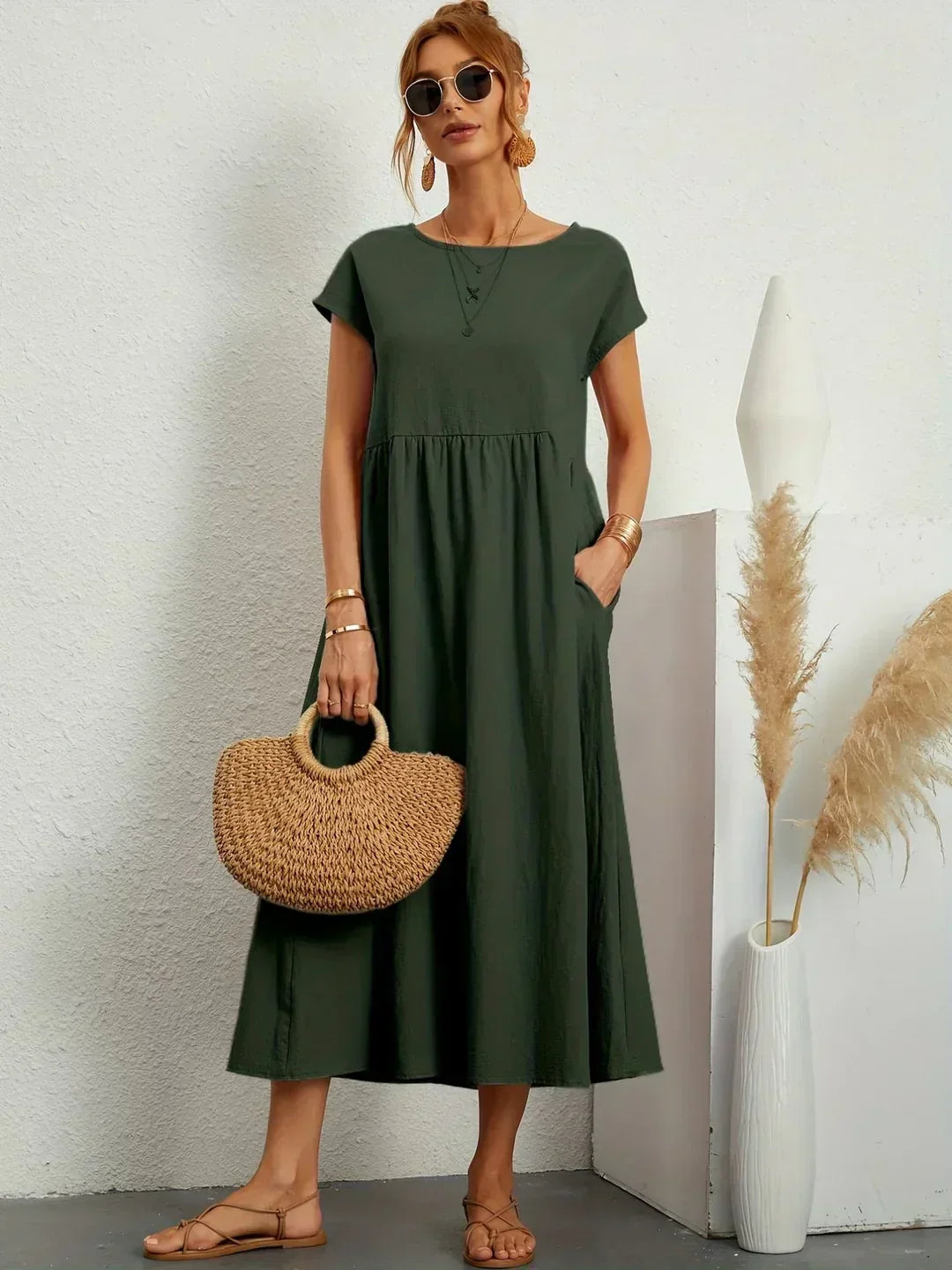 Keira – Leichtes Baumwollkleid Mit Taschen Für Eleganten Komfort