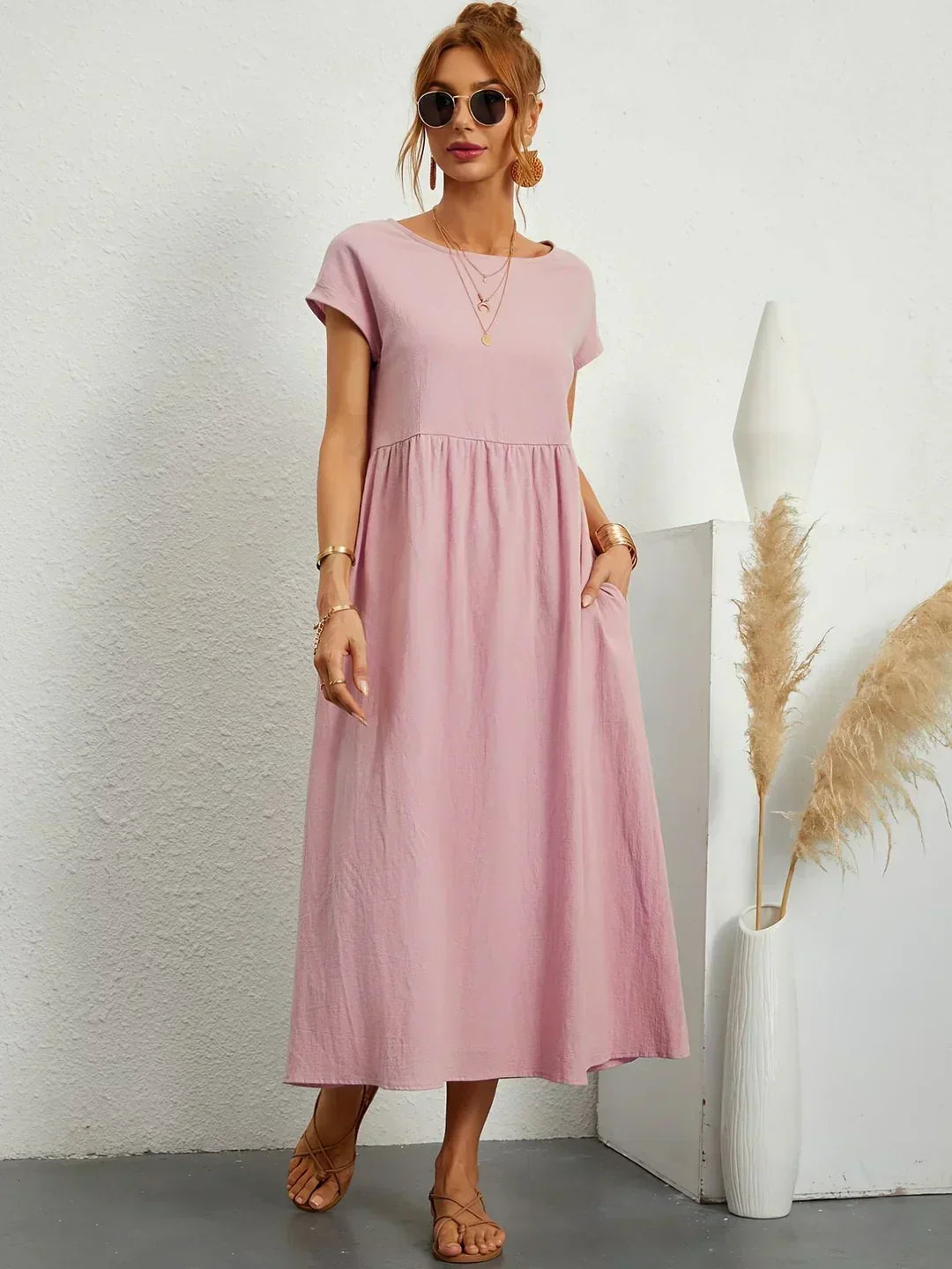 Keira – Leichtes Baumwollkleid Mit Taschen Für Eleganten Komfort