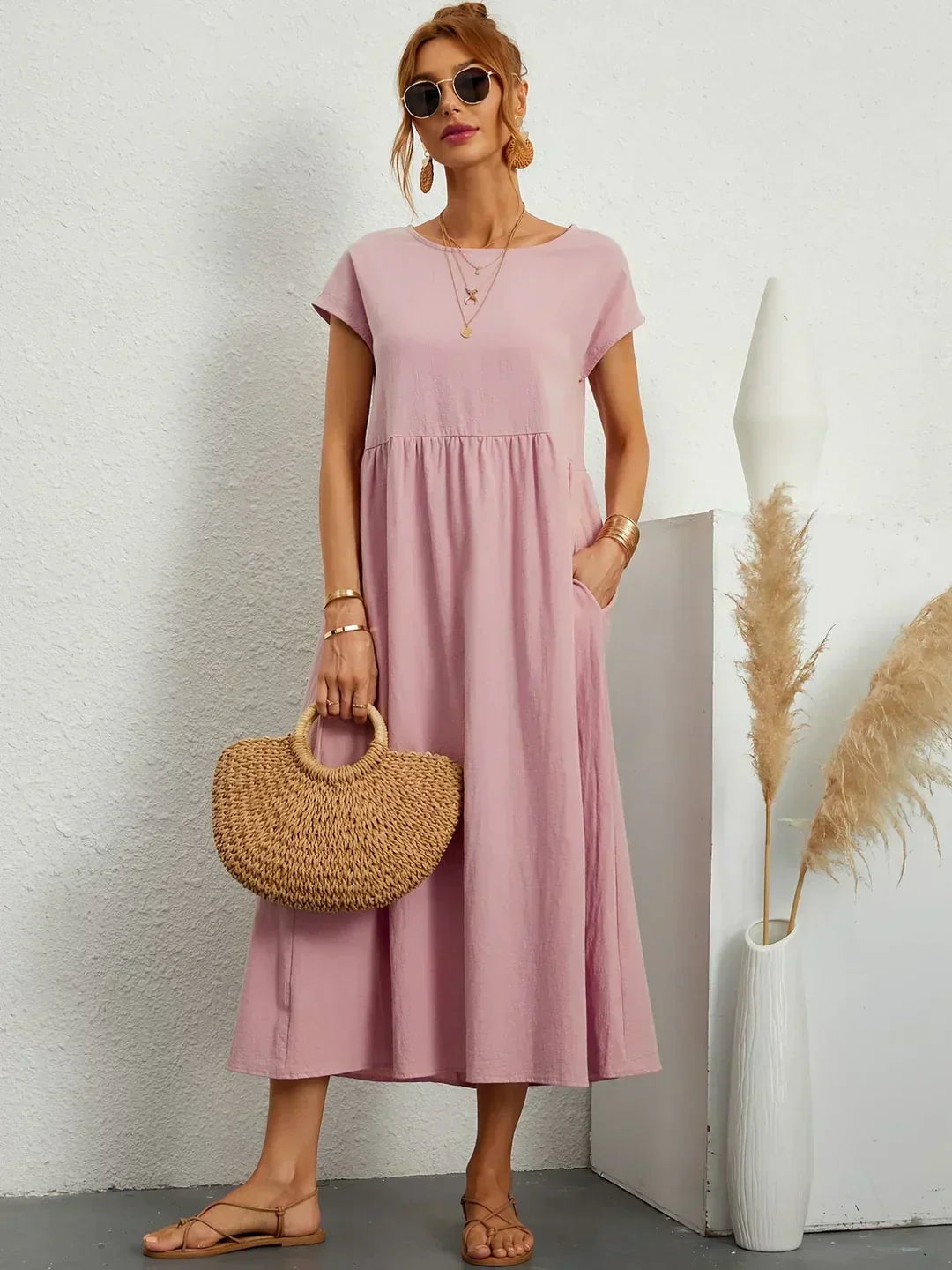 Keira – Leichtes Baumwollkleid Mit Taschen Für Eleganten Komfort