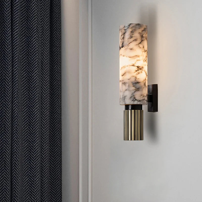Elegante Wandleuchte aus Marmor mit Diffuser – Moderne Wandlampe für Innenräume, 34 cm hoch, sanfte Beleuchtung-5