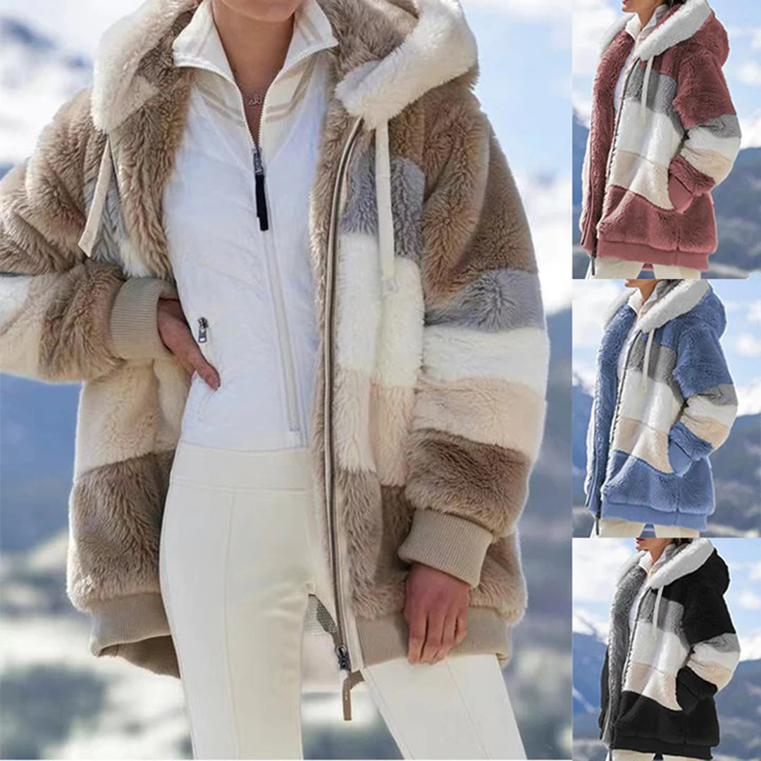 Veerle - Winterlich warm gefütterte Fleecejacke mit Kapuze