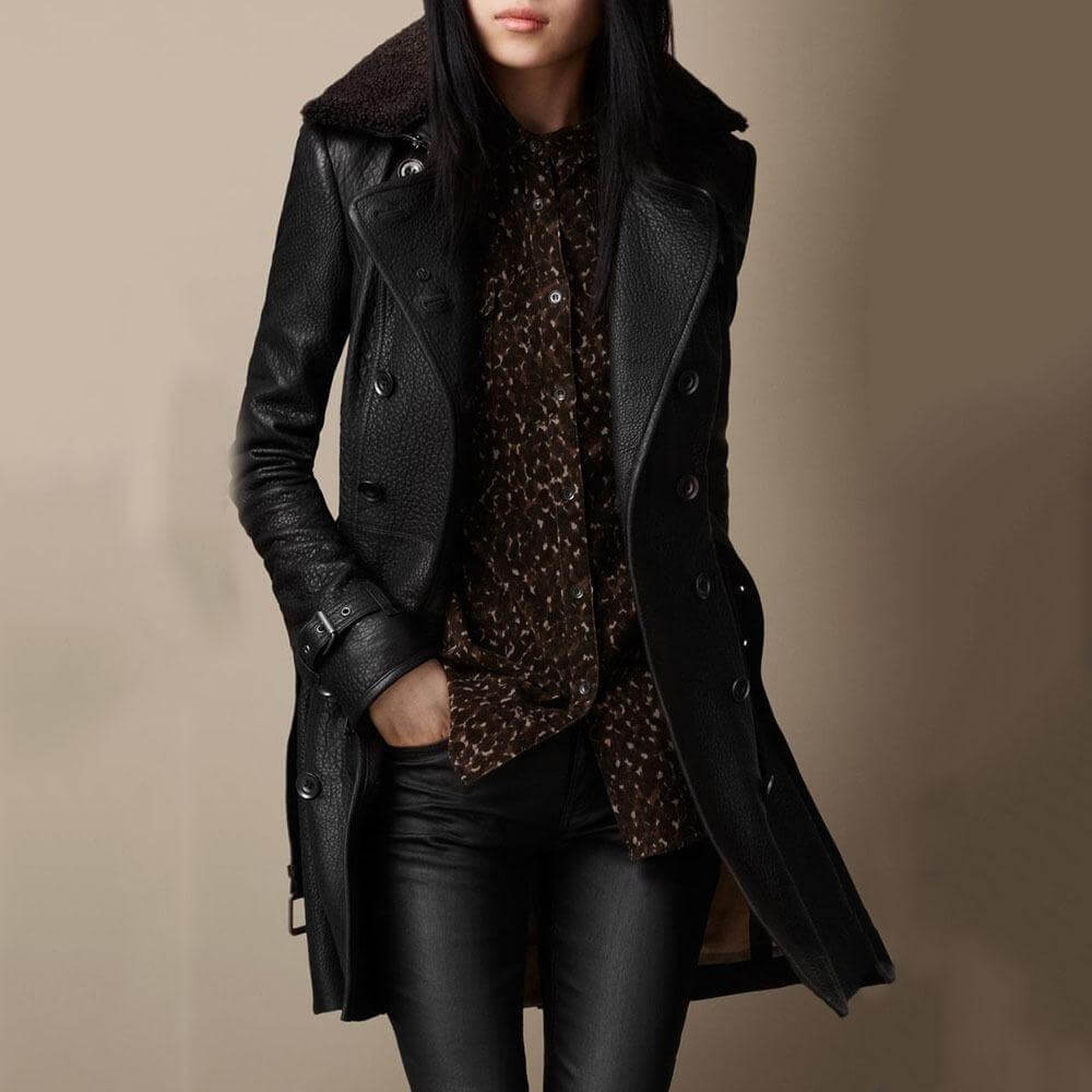 Margaux – Luxuriöser Leder-Trenchcoat Für Einen Eindrucksvollen Look