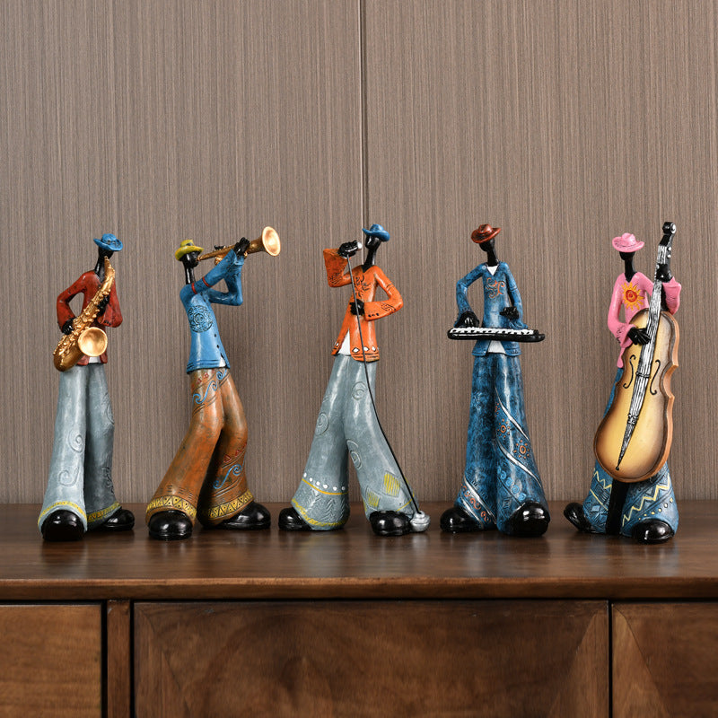 Vintage Jazzband Dekofigur aus Harz - Detailreiche Statue für Musikliebhaber und Sammler-2