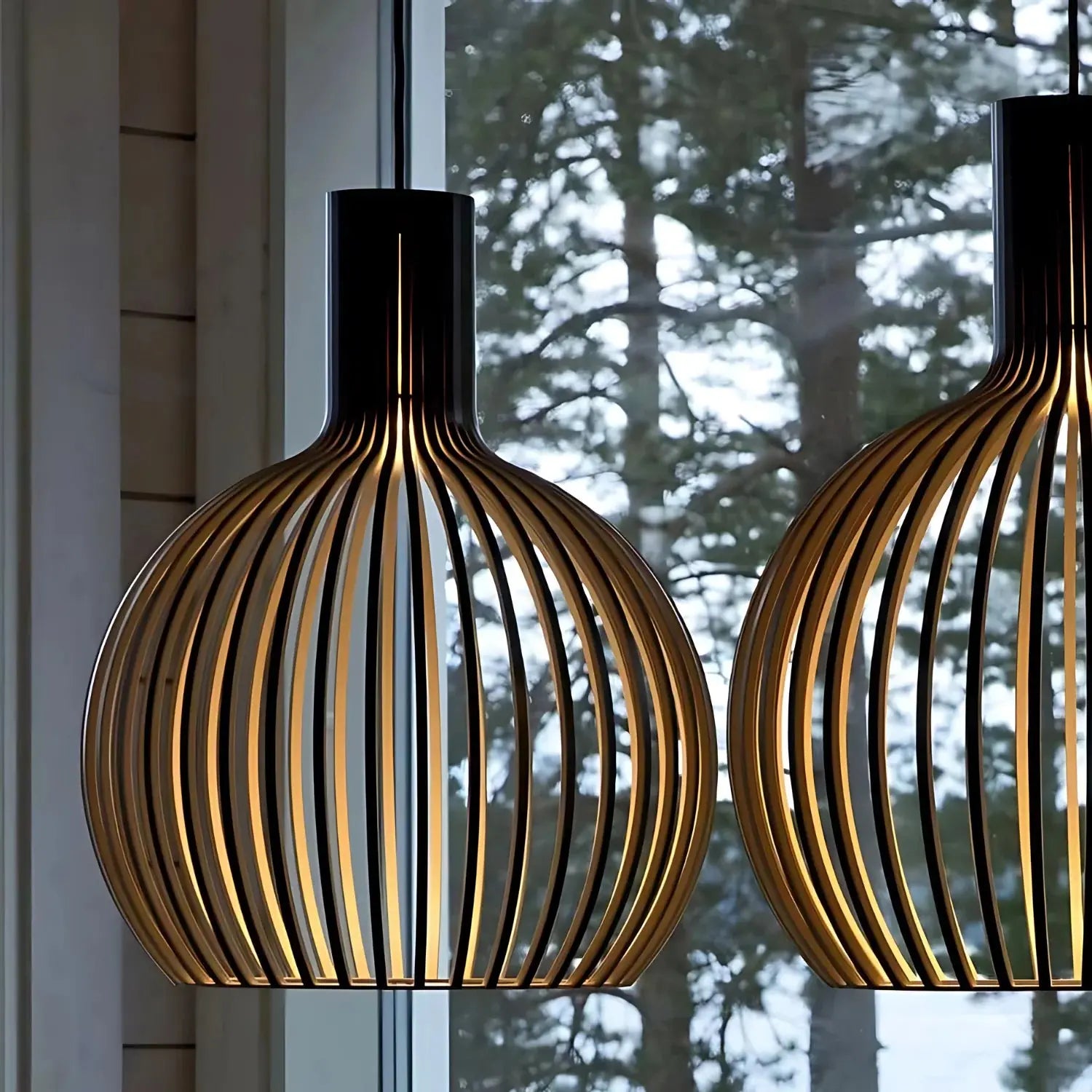 Dänische Hängelampe aus Holz mit Einstellbarem Kabel - Skandinavische Pendelleuchte für Esstisch und Wohnzimmer-3