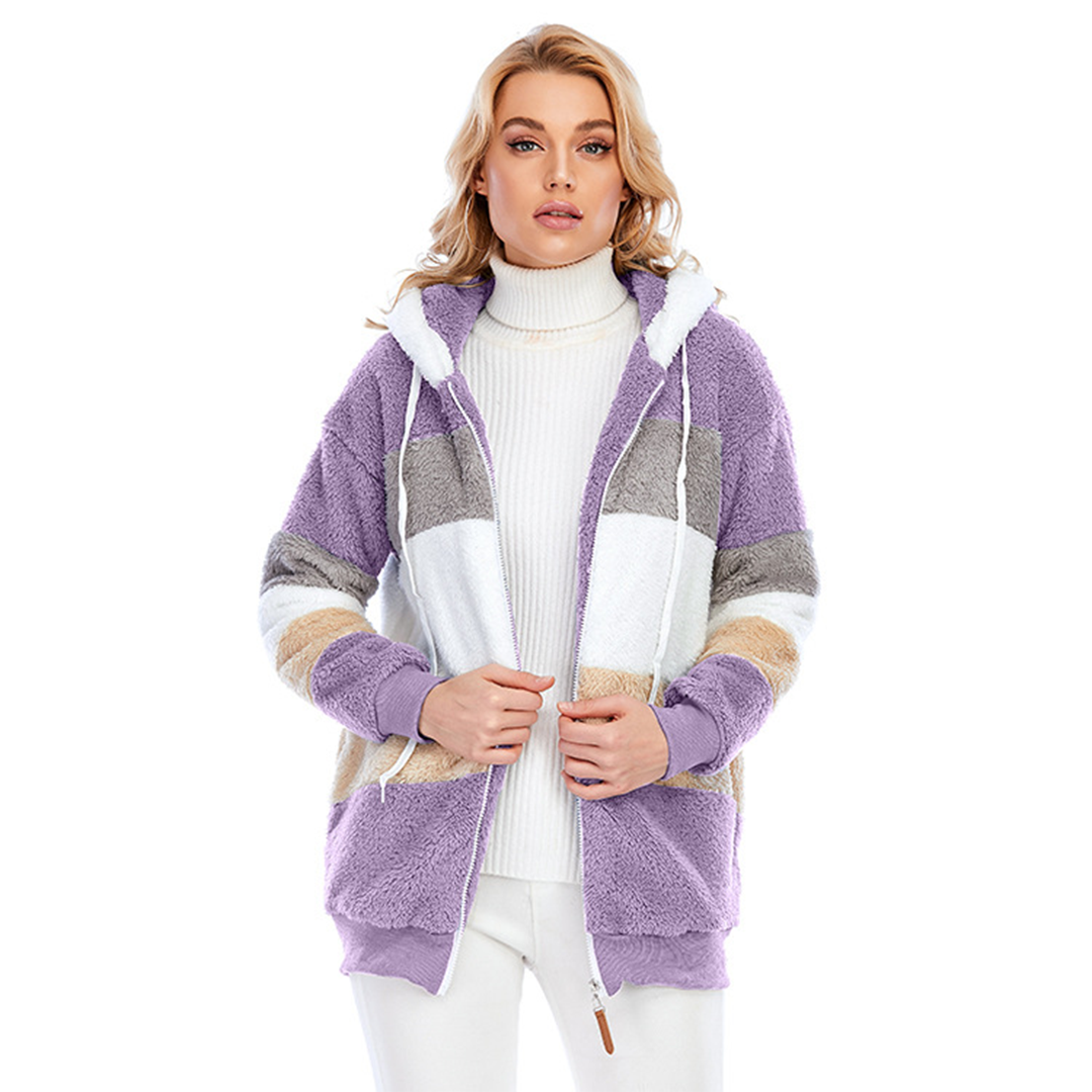 Veerle - Winterlich warm gefütterte Fleecejacke mit Kapuze
