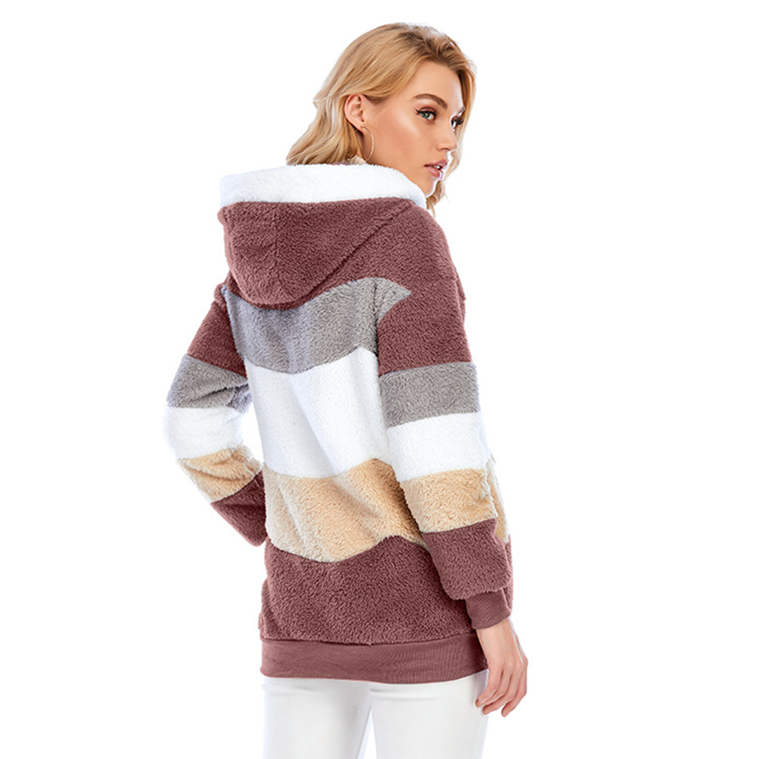 Veerle - Winterlich warm gefütterte Fleecejacke mit Kapuze