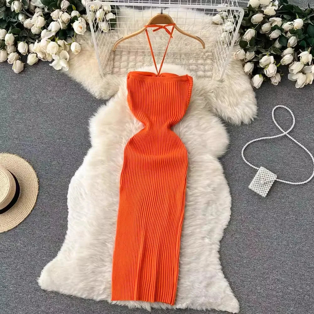 Damen Strickkleid Lang Schwarz Mit Schlitz Figurbetont Einheitsgröße für Elegante Anlässe-5