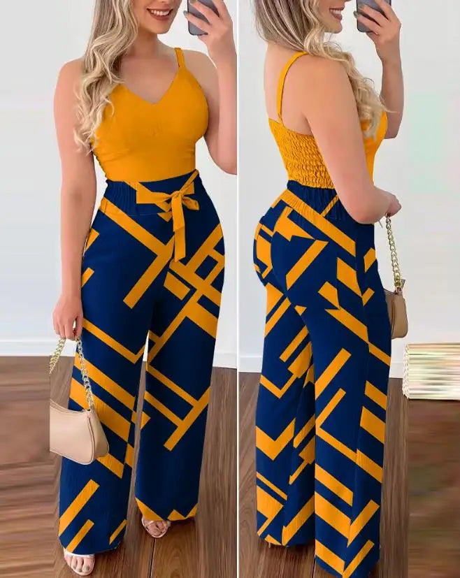 LIANA – Shirred Jumpsuit Set Mit Zwei Teilen