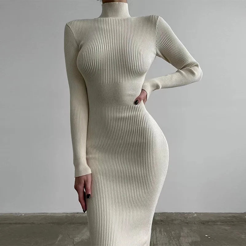 Variant image for Damen Kleid Rollkragen Schwarz Größe M Polyester Bodycon-8