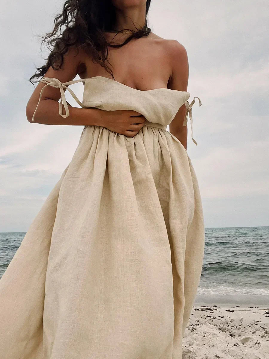 CLARA – Elegantes Luxuriöses Sommerkleid aus Baumwolle