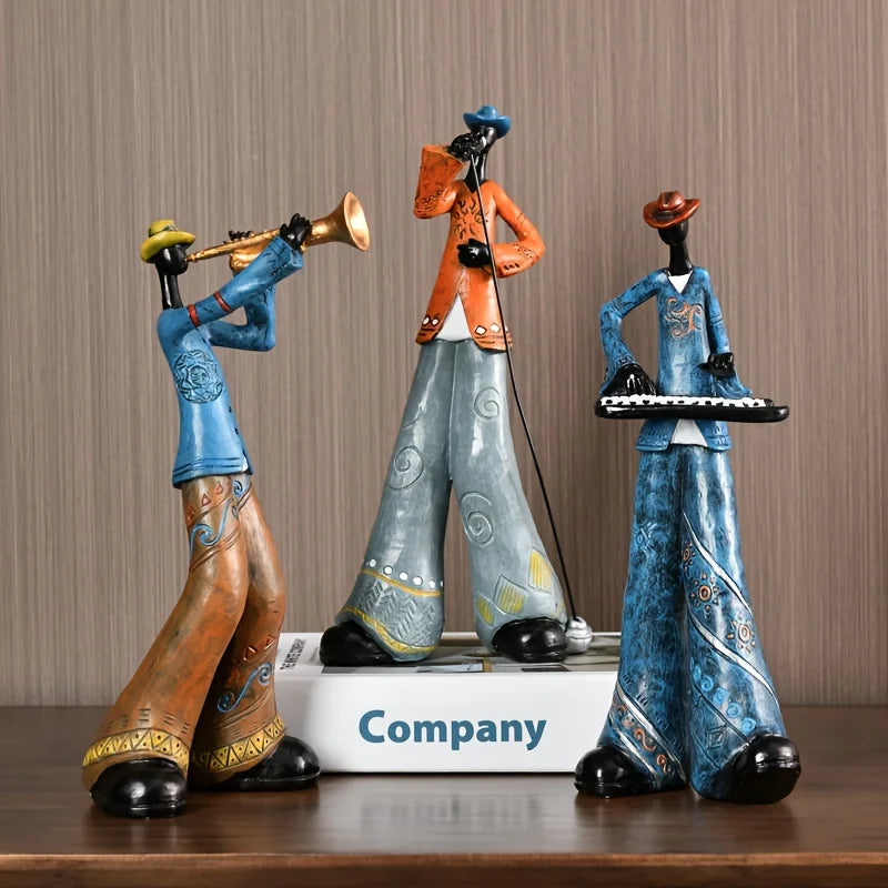 Vintage Jazzband Dekofigur aus Harz - Detailreiche Statue für Musikliebhaber und Sammler-3