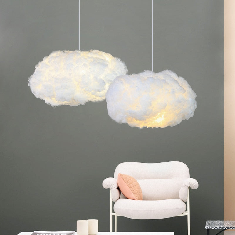 Wolkenbeleuchtung aus Baumwolle - Diffuser Lichtkranz für Gemütliche Räume, 50 cm, Modernes Design, Warmes Licht-3
