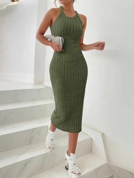 Variant image for Damen Midi Kleid Halbhals Weste Slim Fit Sommerkleid Atmungsaktiv S-XL-7