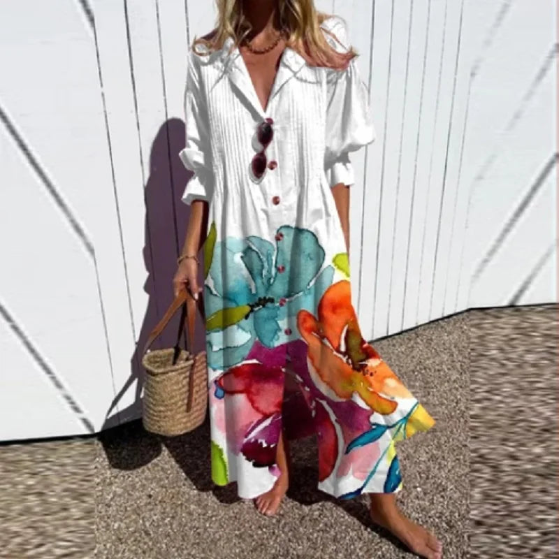 SERENITY – Boho Sommerkleid mit V-Ausschnitt und Ärmeln