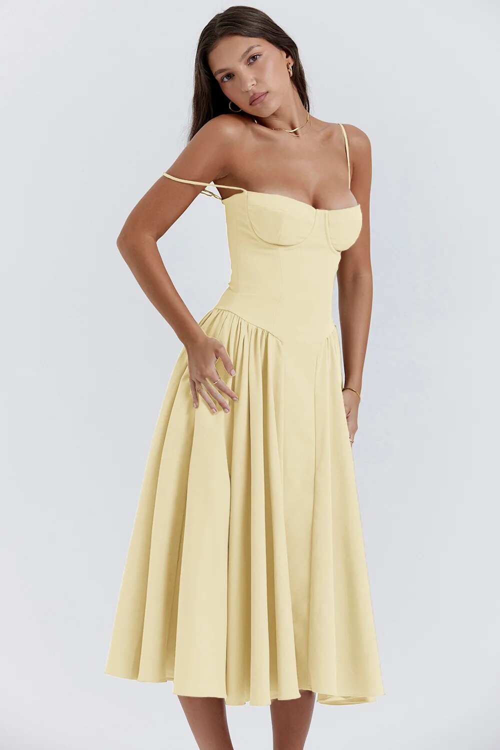 MAYA – Chic Corsagen-Midi-Sommerkleid für besondere Anlässe