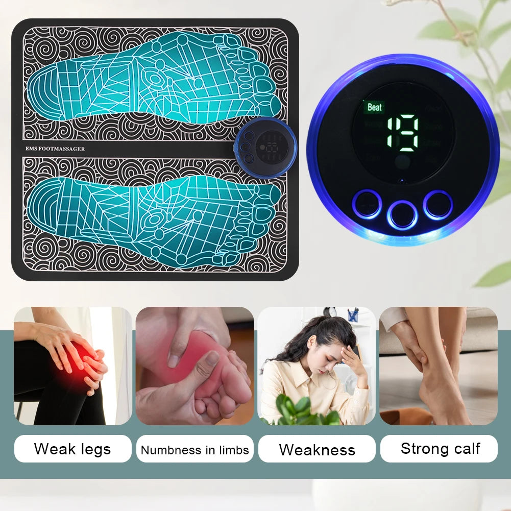 Elektronischer Fußmassager mit 8 Massagemodi und 19 Intensitätsstufen - Effektive Fußmassage für Muskelentspannung und Blutzirkulation-3