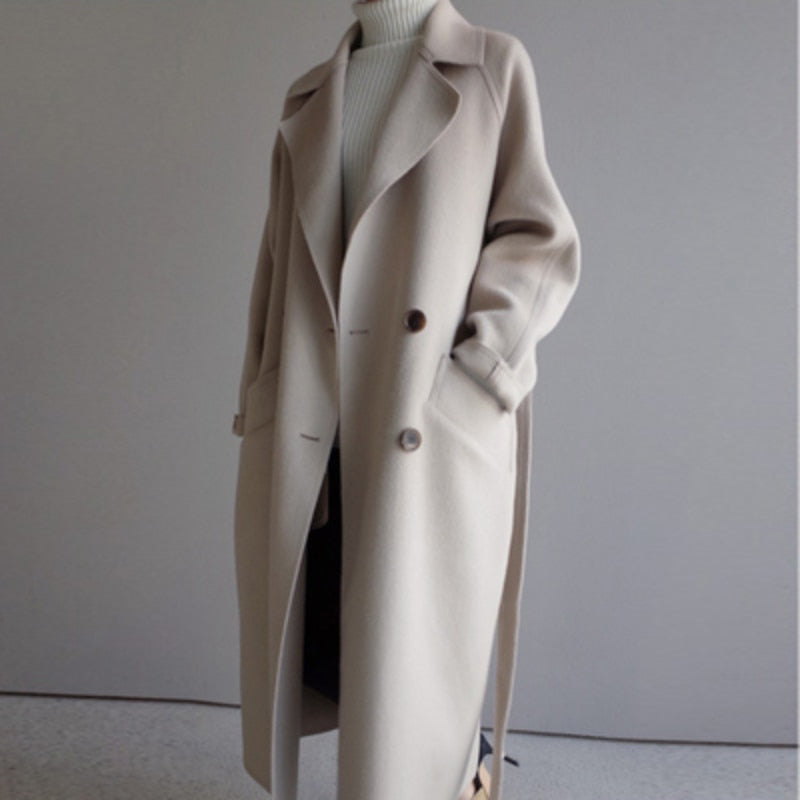 Laura – Eleganter langer Wollmantel für Damen