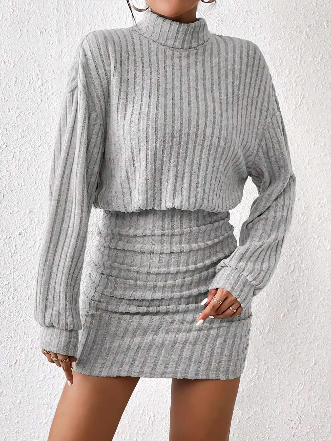 Damenpullover Hoher Kragen Herbst Winter 100% Acryl Gemütlicher Strickpullover in S M L XL-4
