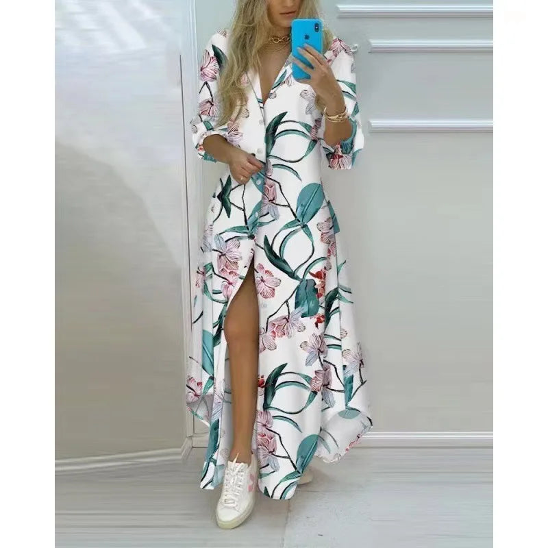 MIA – Bedrucktes Strand-Maxikleid mit V-Ausschnitt