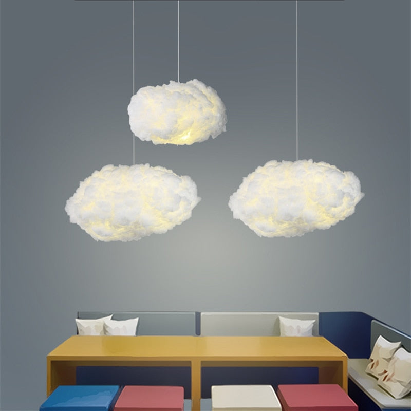 Wolkenbeleuchtung aus Baumwolle - Diffuser Lichtkranz für Gemütliche Räume, 50 cm, Modernes Design, Warmes Licht-5