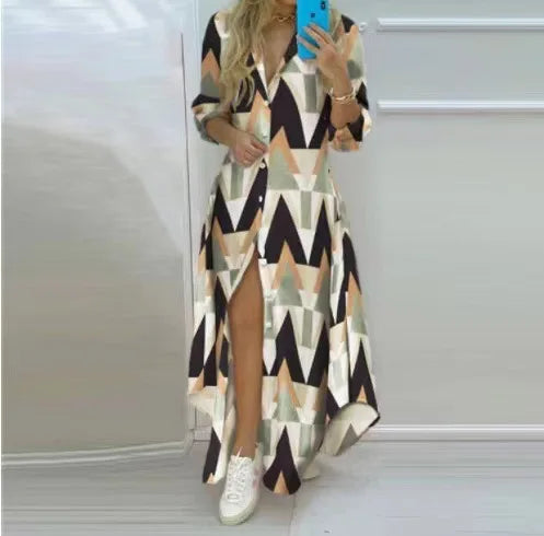 MIA – Bedrucktes Strand-Maxikleid mit V-Ausschnitt